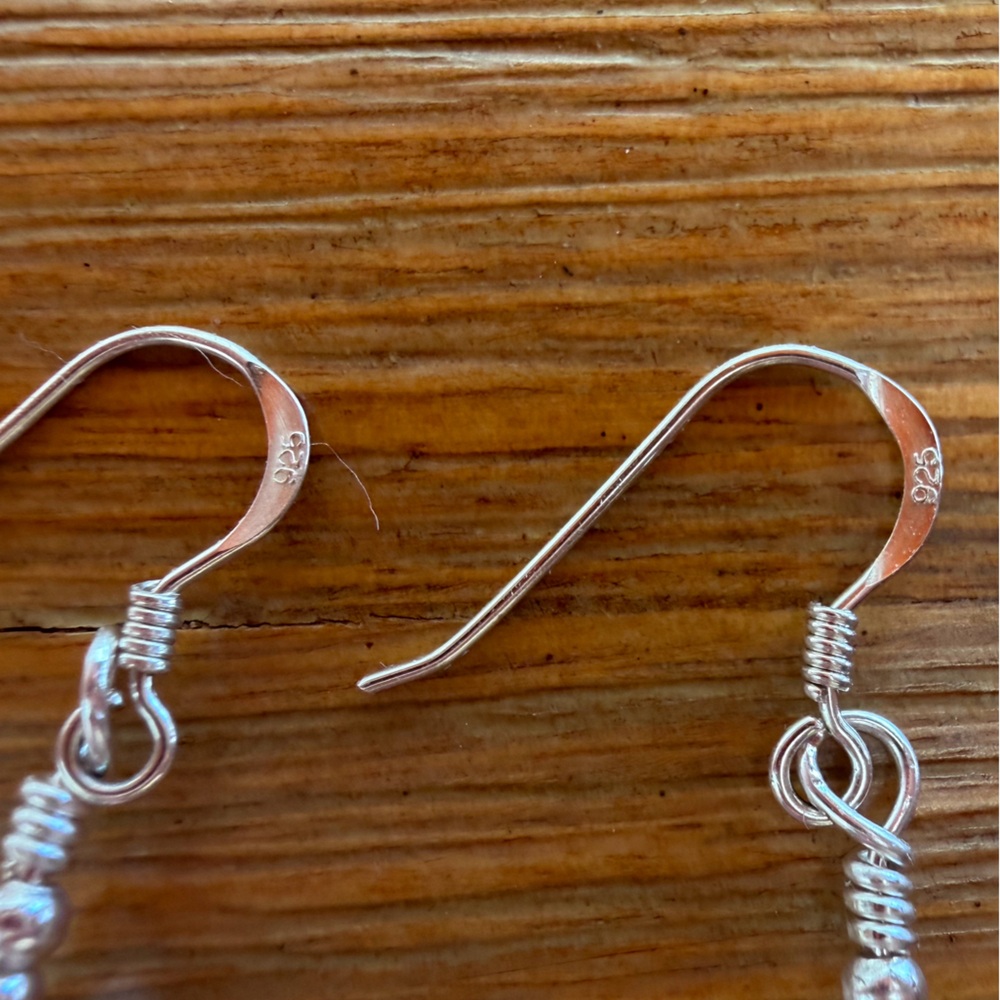 Amethyst, Rose Quartz & Aquamarine Handmade Earrings 925 Sterling Silver Hooks - Picture 3 of 6